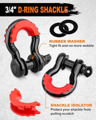 METOWARE Heavy Duty Tow Strap Recovery Kit - 3" x 20ft(35,000lbs) Tree Saver Winch Strap + 3/4" D Ring Shackles(2pcs) + Storage Bag - Truck, SUV, ATV Off Road Towing Strap Kit in Kuwait