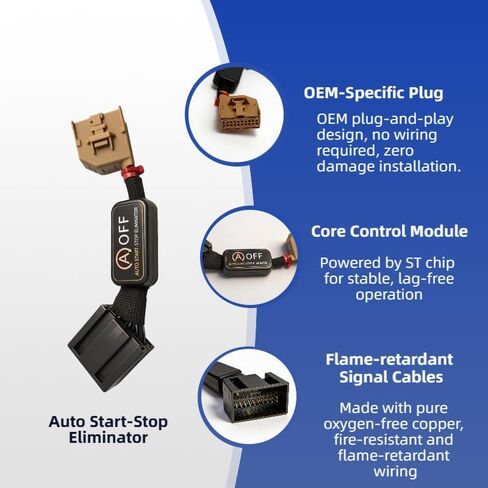 Auto Start Stop Eliminator/Disable Device for Audi Q3 2019-2025, Plug & Play Engine Auto Start Stop Canceller Bypass Cable, Error-Free Memory Retention Set Default to Last Setting in Saudi Arabia