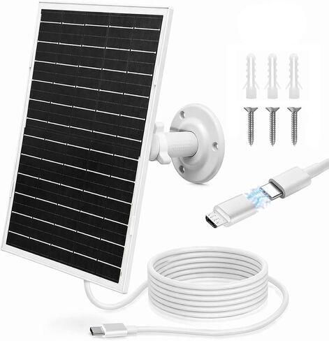 FSVGYY 8W Solar Panel for Security Cameras, Waterproof Outdoor Solar Charger with 360° Adjustable Mount, USB-C & Micro-USB, Compatible with Outdoor Wireless Cameras in Kuwait