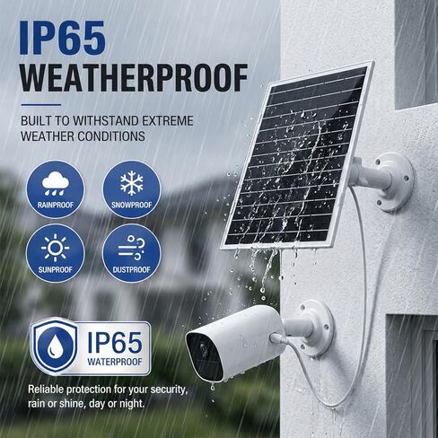 FSVGYY 8W Solar Panel for Security Cameras, Waterproof Outdoor Solar Charger with 360° Adjustable Mount, USB-C & Micro-USB, Compatible with Outdoor Wireless Cameras in Kuwait