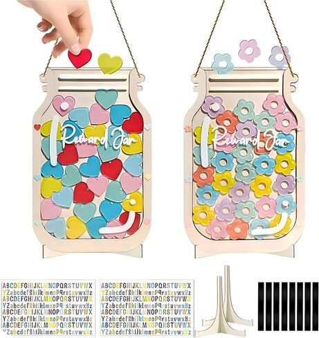 Personalized Magnetic Reward Jar, Smiley Faces Jar with Colorful Letter Stickers, Ideal for Classroom Reward System, Home Chore Chart, Positive Behavior Training (42PCS Smiley) in Saudi Arabia