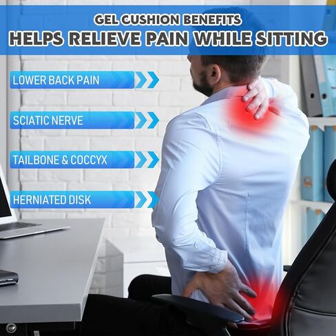 Cooling Gel Seat Cushion, Thickened Big Breathable Honeycomb Design Absorbs Pressure Points Gel Cushion with Anti-Slip Cover Cooling Seat Cushion for Office Chair Home Car Wheelchair Stadium Bleachers in Saudi Arabia