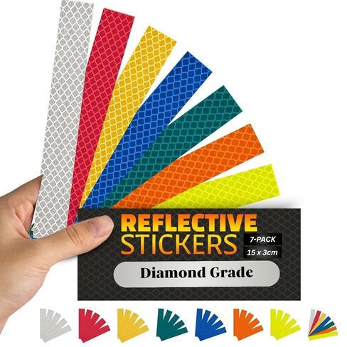 DIN67520 ECE104 Reflective Reflective Tape Film Safety Warning Waterproof Reflex Cars Motorcycles Helmets Bicycles Made with Diamond Grade 5 Pieces, 30mm x 80mm (Mix 7) in Saudi Arabia