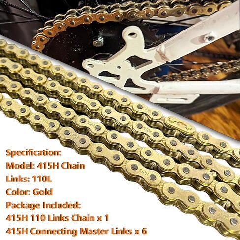 Gold 415H-110L Chain with Connecting Master Link for 49cc 60cc 66cc 80cc 2-Stroke Engine Motor Motorized Bicycle Bike Minibike in Kuwait