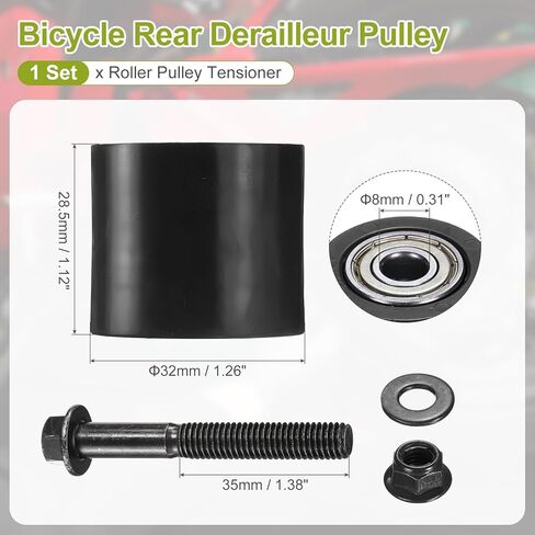 PATIKIL 8mm Roller Pulley Tensioner, Chain Roller Pulley Tensioner Mini Bike Parts Nylon Cylinder Type Guide Wheel Chain Guide Slider Set for Mini Motorcycle Dirt Bike, Black in Kuwait