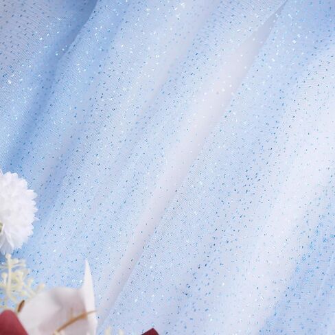 60" x 8 Yards Glitter Tulle Fabric Rolls for Bridal Veil Tutu Skirts Tulle Bolt Ribbons DIY Sewing Crafts Wedding Arch Bridal Showers Decoration Photography - Light Blue in Saudi Arabia