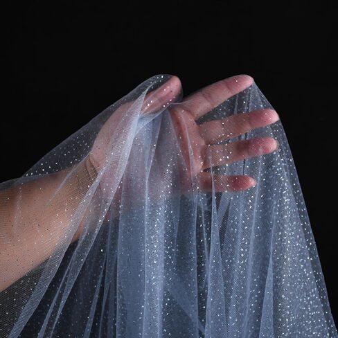 60" x 8 Yards Glitter Tulle Fabric Rolls for Bridal Veil Tutu Skirts Tulle Bolt Ribbons DIY Sewing Crafts Wedding Arch Bridal Showers Decoration Photography - Light Blue in Saudi Arabia