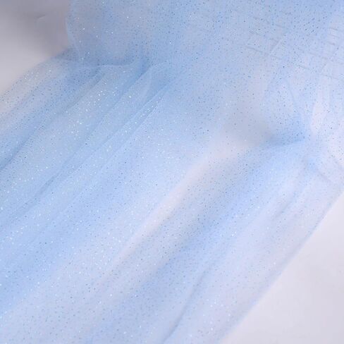 60" x 8 Yards Glitter Tulle Fabric Rolls for Bridal Veil Tutu Skirts Tulle Bolt Ribbons DIY Sewing Crafts Wedding Arch Bridal Showers Decoration Photography - Light Blue in Saudi Arabia