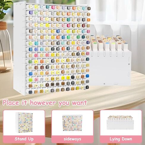 BigKing Art Marker Storage Rack - Watercolour Brushes Pens Color Pencils Organizer Holder for Desk, White (180 Holes) in Kuwait