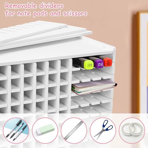 BigKing Art Marker Storage Rack - Watercolour Brushes Pens Color Pencils Organizer Holder for Desk, White (180 Holes) in Kuwait