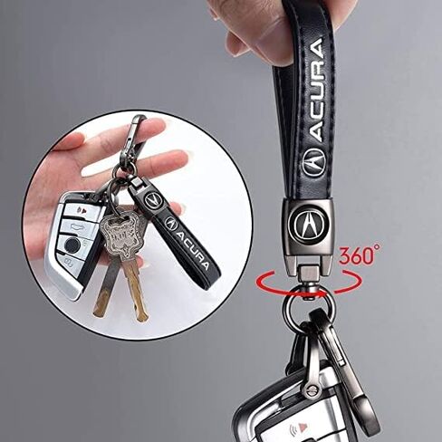 leather car keychain set for Acura CDX NSX RDX RLX TLX TLX-L men and women family present keychain key ring lanyard accessories (black) in Kuwait