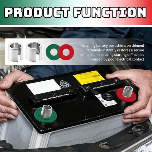 4PCS Positive/Negative Car Battery Terminal Shim with 4PCS Washers,Lead Car Battery Post Shims as Restoration Accessories,Professional Batteries Shim for Cars SUVs in Kuwait