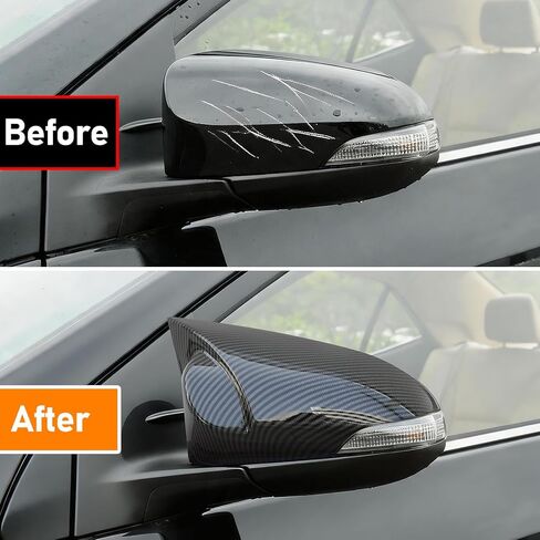 زوج واحد من Yumzeco متوافق مع غطاء مرآة Toyota Corolla Ox Horn 2014-2018/Camry 2013-2017/Venza 2013-2015، غطاء مرآة LH & RH لسيارة Toyota مع فتحة خفيفة من ألياف الكربون in Kuwait