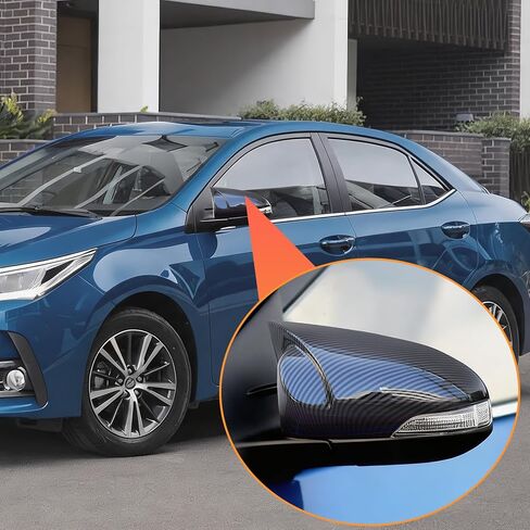زوج واحد من Yumzeco متوافق مع غطاء مرآة Toyota Corolla Ox Horn 2014-2018/Camry 2013-2017/Venza 2013-2015، غطاء مرآة LH & RH لسيارة Toyota مع فتحة خفيفة من ألياف الكربون in Kuwait