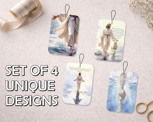 Christian Car Air Freshener, Jesus Bible Verse Car Accessories For Women Man, 4Pcs Hanging Air Freshener For Vehicle Closet Bathroom Office Books, Gifts For Drivers Friend Colleague(A14) in Saudi Arabia