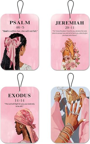 Christian Car Air Freshener, Jesus Bible Verse Car Accessories For Women Man, 4Pcs Hanging Air Freshener For Vehicle Closet Bathroom Office Books, Gifts For Drivers Friend Colleague(A14) in Saudi Arabia