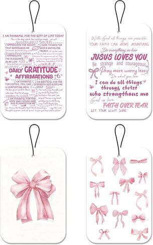 Christian Car Air Freshener, Jesus Bible Verse Car Accessories For Women Man, 4Pcs Hanging Air Freshener For Vehicle Closet Bathroom Office Books, Gifts For Drivers Friend Colleague(A14) in Saudi Arabia