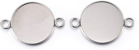 Craftdady 100Pcs 20mm Bezel Tray Pendant Connectors Blank Cameo Round Cabochon Settings Stainless Steel Double Loops Charm Links for DIY Crafts Jewelry Bracelet Necklace Earring in Kuwait