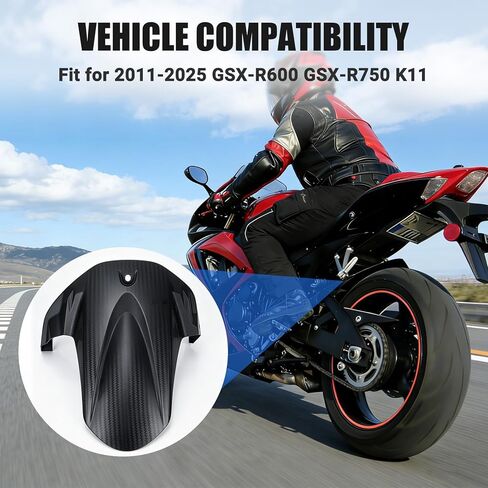 Motorcycle Rear Fender Mudguard Fits for 2011-2025 GSXR600 GSXR750 K11, Black Carbon Fiber Texture Fender Mudguard in Kuwait