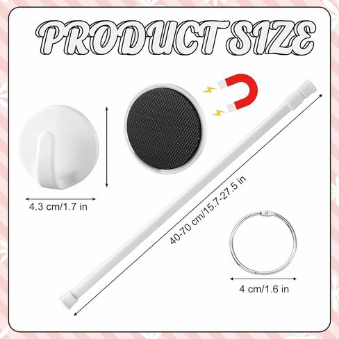 Chumia 16-29 Inches Magnetic Adjustable Calendar Holder Set Anchor Chart Date Cards Holder Flip Calendar Chart Rod for Office Whiteboard Crafts Home Decor Supplies (Round Hook,White) in Kuwait