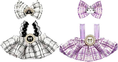 Doll Clothes Set for LABUBU | 2-Piece Outfit in Purple & Black with Hair Clip & Dress | Adorable Doll Clothing Accessories (Doll Not Included) in Saudi Arabia