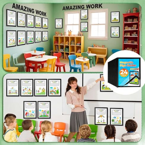 Amyhill Magnetic Student Work Display Bulletin Board Decoration Set Self-Adhesive Magnetic Storage Frames with Amazing Work Paper Cutouts Classroom Wall Decor for Teachers Back to School Supplies in Kuwait