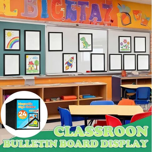 Amyhill Magnetic Student Work Display Bulletin Board Decoration Set Self-Adhesive Magnetic Storage Frames with Amazing Work Paper Cutouts Classroom Wall Decor for Teachers Back to School Supplies in Kuwait