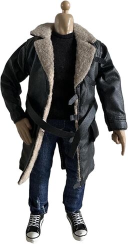 1/12 Action Figure Clothes,Long Leather Coat for 6 inch Male Action Figures,1:12 sacle Miniature Leather Jacket-Only Jacket (Brown) in Saudi Arabia