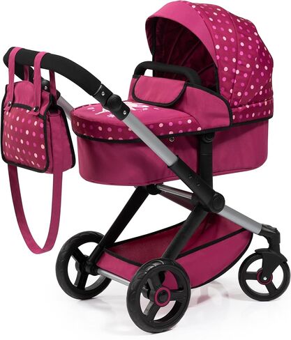 Bayer Design Pram Xeo 2-in-1 Doll Stroller for 18 Inch Dolls, Reversible Carrycot, Adjustable Handle in Kuwait
