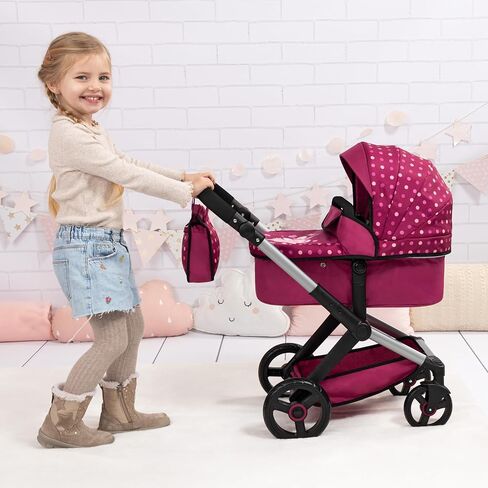 Bayer Design Pram Xeo 2-in-1 Doll Stroller for 18 Inch Dolls, Reversible Carrycot, Adjustable Handle in Kuwait