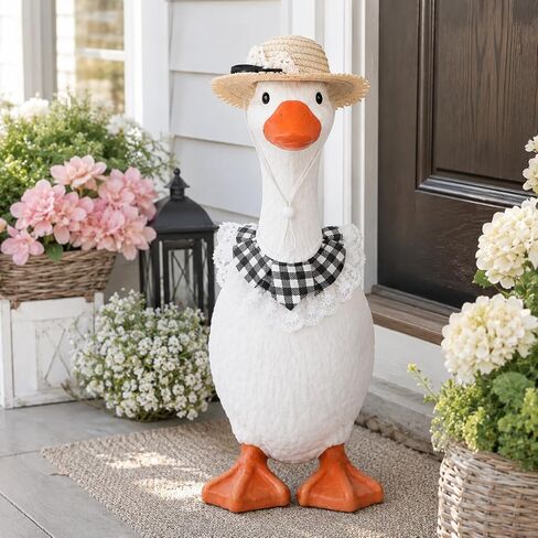 Garneck Porch Goose Outfits Spring Summer Outfit with Straw Hat Bandana: 17-23 Inch Funny Goose Clothes with Hat & Accessories for Birthday Cinco de Mayo Garden Lawn Front Porch Decor in Kuwait