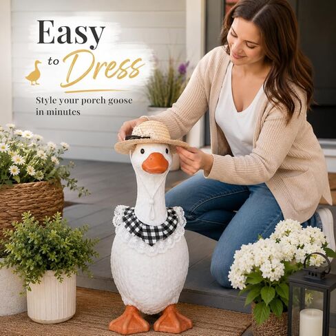 Garneck Porch Goose Outfits Spring Summer Outfit with Straw Hat Bandana: 17-23 Inch Funny Goose Clothes with Hat & Accessories for Birthday Cinco de Mayo Garden Lawn Front Porch Decor in Kuwait