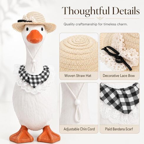 Garneck Porch Goose Outfits Spring Summer Outfit with Straw Hat Bandana: 17-23 Inch Funny Goose Clothes with Hat & Accessories for Birthday Cinco de Mayo Garden Lawn Front Porch Decor in Kuwait