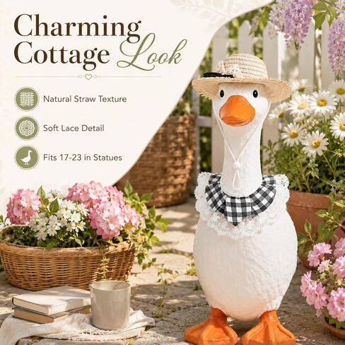 Garneck Porch Goose Outfits Spring Summer Outfit with Straw Hat Bandana: 17-23 Inch Funny Goose Clothes with Hat & Accessories for Birthday Cinco de Mayo Garden Lawn Front Porch Decor in Kuwait