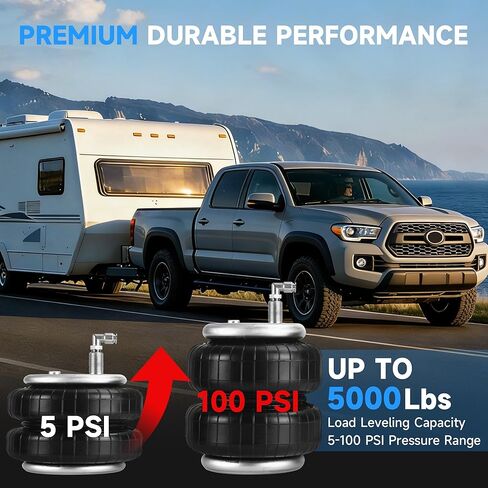 طقم تعليق أكياس الهواء الخلفية من Just-V لسيارة Toyota Tacoma Prerunner 2005-2023 2WD Tacoma 2WD/4WD، سعة 5000 رطل من قدرة تسوية الحمل، بديل لـ Firestone 2407 in Kuwait