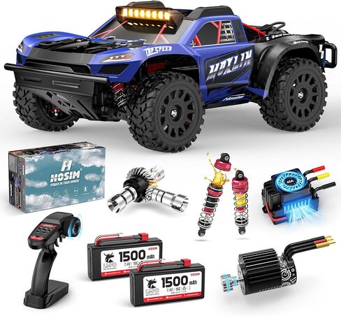 Hosim 1/14 Brushless RC Car for Adults & Kids 60KM/H, Fast Hobby RC Trucks 4WD Off Road RC Car, All Terrain Electric Remote Control Car, Waterproof RC Short Course Truck Toy Gift for Kids Age 8+ in Kuwait
