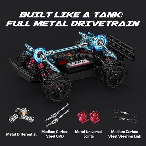 Hosim 1/14 Brushless RC Car for Adults & Kids 60KM/H, Fast Hobby RC Trucks 4WD Off Road RC Car, All Terrain Electric Remote Control Car, Waterproof RC Short Course Truck Toy Gift for Kids Age 8+ in Kuwait