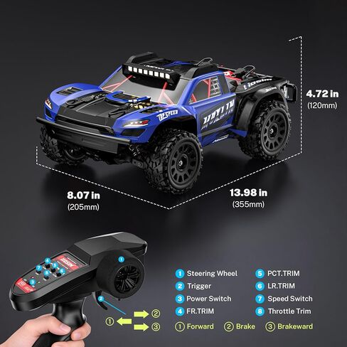 Hosim 1/14 Brushless RC Car for Adults & Kids 60KM/H, Fast Hobby RC Trucks 4WD Off Road RC Car, All Terrain Electric Remote Control Car, Waterproof RC Short Course Truck Toy Gift for Kids Age 8+ in Kuwait