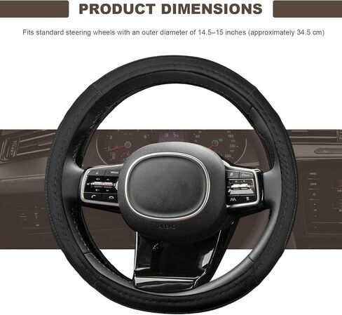 Car Steering Wheel Cover, Microfiber Leather Steering Wheel Protector with Anti-Slip Lining, Soft Grip Sporty Protective Cover Fits 14.5-15 Inch Steering Wheels, Car Accessories (Black) in Kuwait