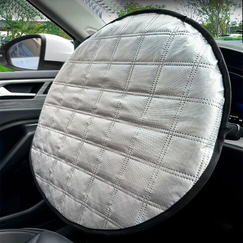 Universal Car Steering Wheel Sunshade Cover, Heat & Sun Protection, Anti-Glare and Elastic Design, Fits Most Cars & SUVs (Sliver) in Kuwait