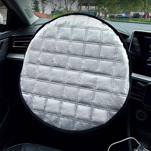 Universal Car Steering Wheel Sunshade Cover, Heat & Sun Protection, Anti-Glare and Elastic Design, Fits Most Cars & SUVs (Sliver) in Kuwait