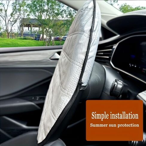 Universal Car Steering Wheel Sunshade Cover, Heat & Sun Protection, Anti-Glare and Elastic Design, Fits Most Cars & SUVs (Sliver) in Kuwait