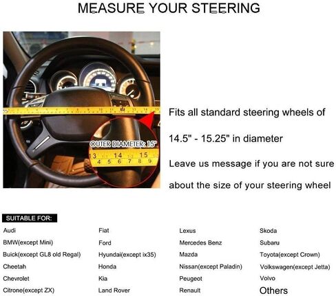 Brown Steering Wheel Cover - Carbon Fiber Texture and Premium Perforated Leather Sport Wrap with Odorless Rubber Non-Slip Inner, Universal Fit for Cars Trucks SUVS - 15 Inch (Brown) in Saudi Arabia