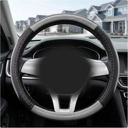 Car Steering Wheel Cover, Microfiber Leather Steering Wheel Protector with Anti-Slip Lining, Soft Grip Sporty Protective Cover Fits 14.5-15 Inch Steering Wheels, Car Accessories (Black) in Kuwait