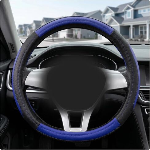 Car Steering Wheel Cover, Microfiber Leather Steering Wheel Protector with Anti-Slip Lining, Soft Grip Sporty Protective Cover Fits 14.5-15 Inch Steering Wheels, Car Accessories (Black) in Kuwait