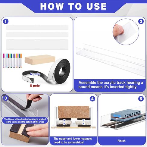 Sabary Magnetic Levitation Train Kit Magnets Science Discovery Kit Includes Monopolar Magnetic Tape Track Board Wood Block for Science Experiments in Kuwait