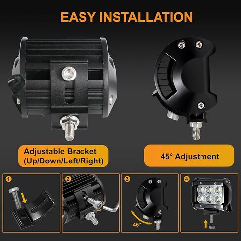 LED Light Bar 2PCS 36W 4 Inch Flood Spot Combo LED Work Light Pods Triple Row Work Driving Lamp with 12 ft Wiring Harness kit - 2 Leads in Saudi Arabia