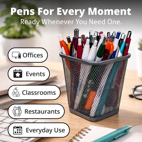 Whoopsie Writers Misprint Pens – 100 Pack Bulk Retractable Ballpoint Pens, Black & Blue Ink, Smooth Writing, Assorted Logo Errors, Office, Restaurants, School & Everyday Use in Kuwait