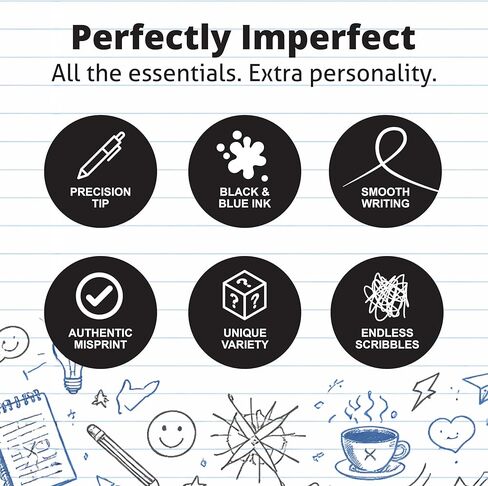Whoopsie Writers Misprint Pens – 100 Pack Bulk Retractable Ballpoint Pens, Black & Blue Ink, Smooth Writing, Assorted Logo Errors, Office, Restaurants, School & Everyday Use in Kuwait
