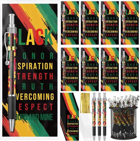 Motiskyy 50 Sets Juneteenth Gifts Bulk Inspirational Ballpoint Pens and Bookmarks Juneteenth Party Favors for Africa Americans Freedom Parties Office Supplies in Kuwait